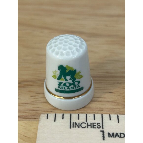 Zoo Atlanta Souvenir Thimble Ceramic Sewing Collectible With Gold Trim - Picture 4 of 4